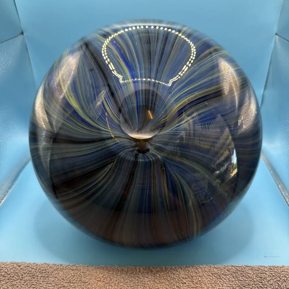 Murano Style Vase Large 10 Inch Onion Swirl Blue Green Black Hand Blown MCM
